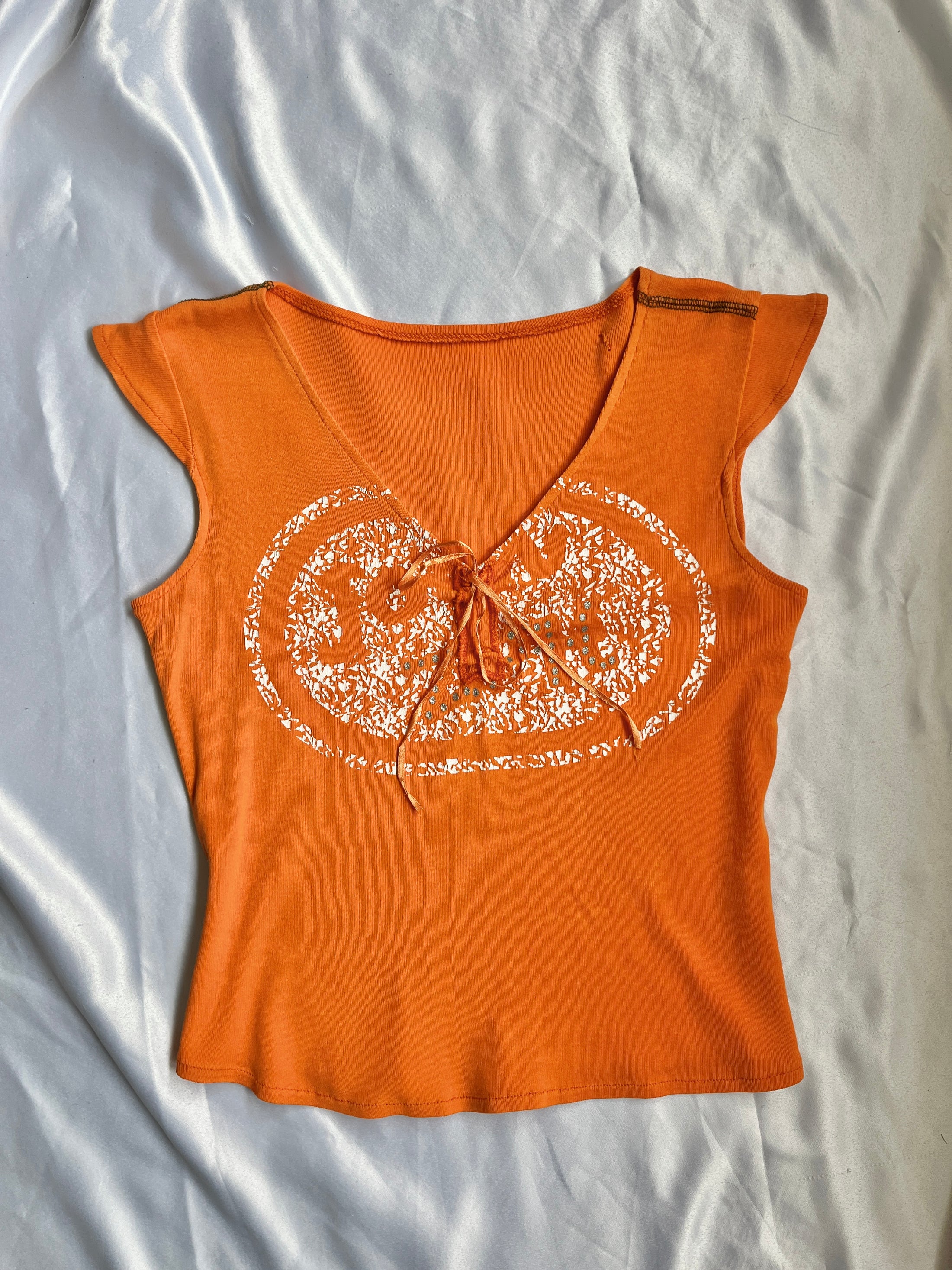 00's Printed ribbon tie baby tee