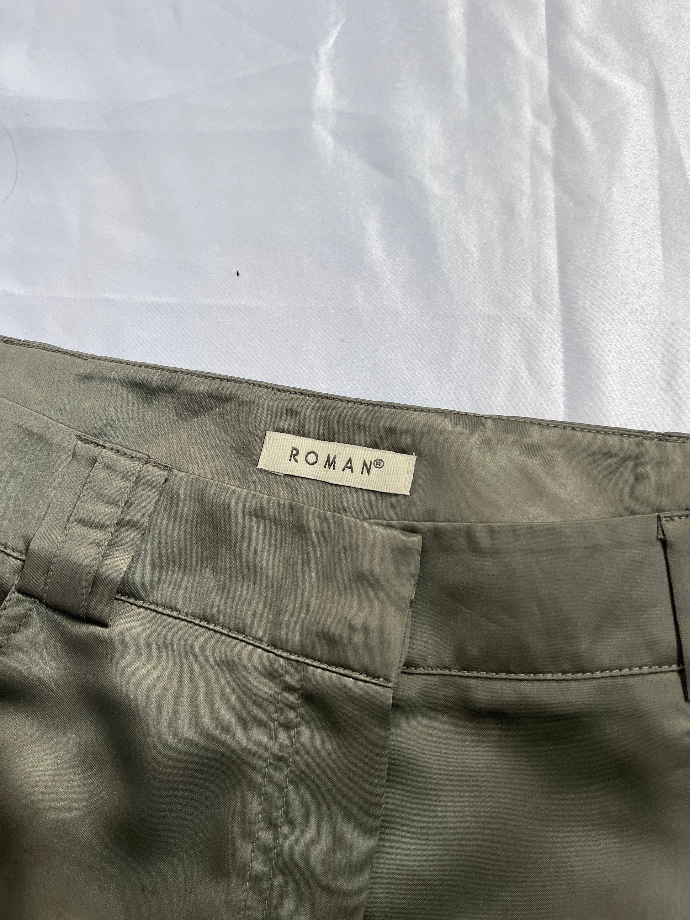 00's Khaki satin micro mini w attached cargo pockets • Size 8