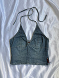 Load image into Gallery viewer, 00's Excalibur denim tie halter
