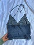 Load image into Gallery viewer, 00's Excalibur denim tie halter
