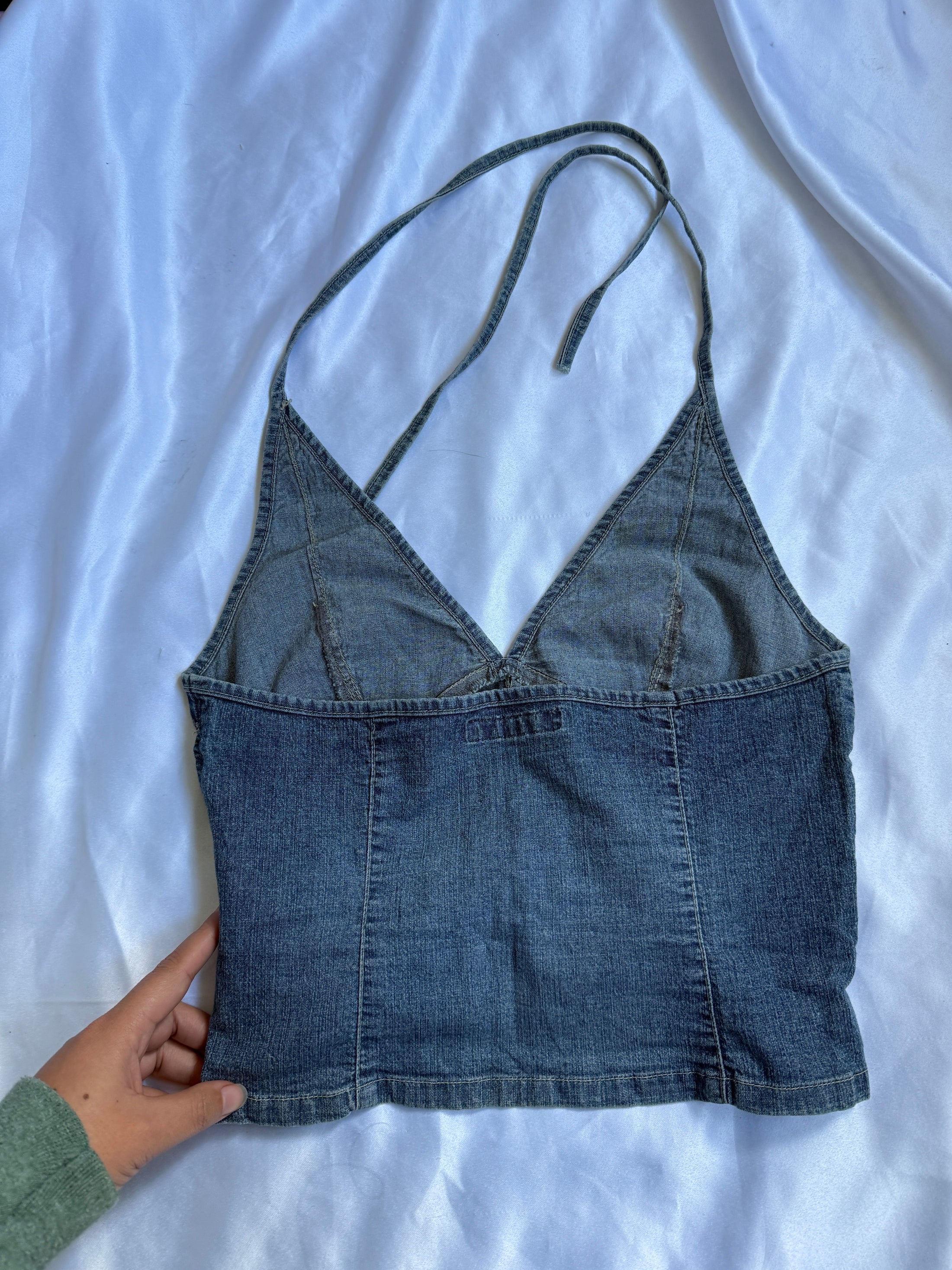 00's Excalibur denim tie halter