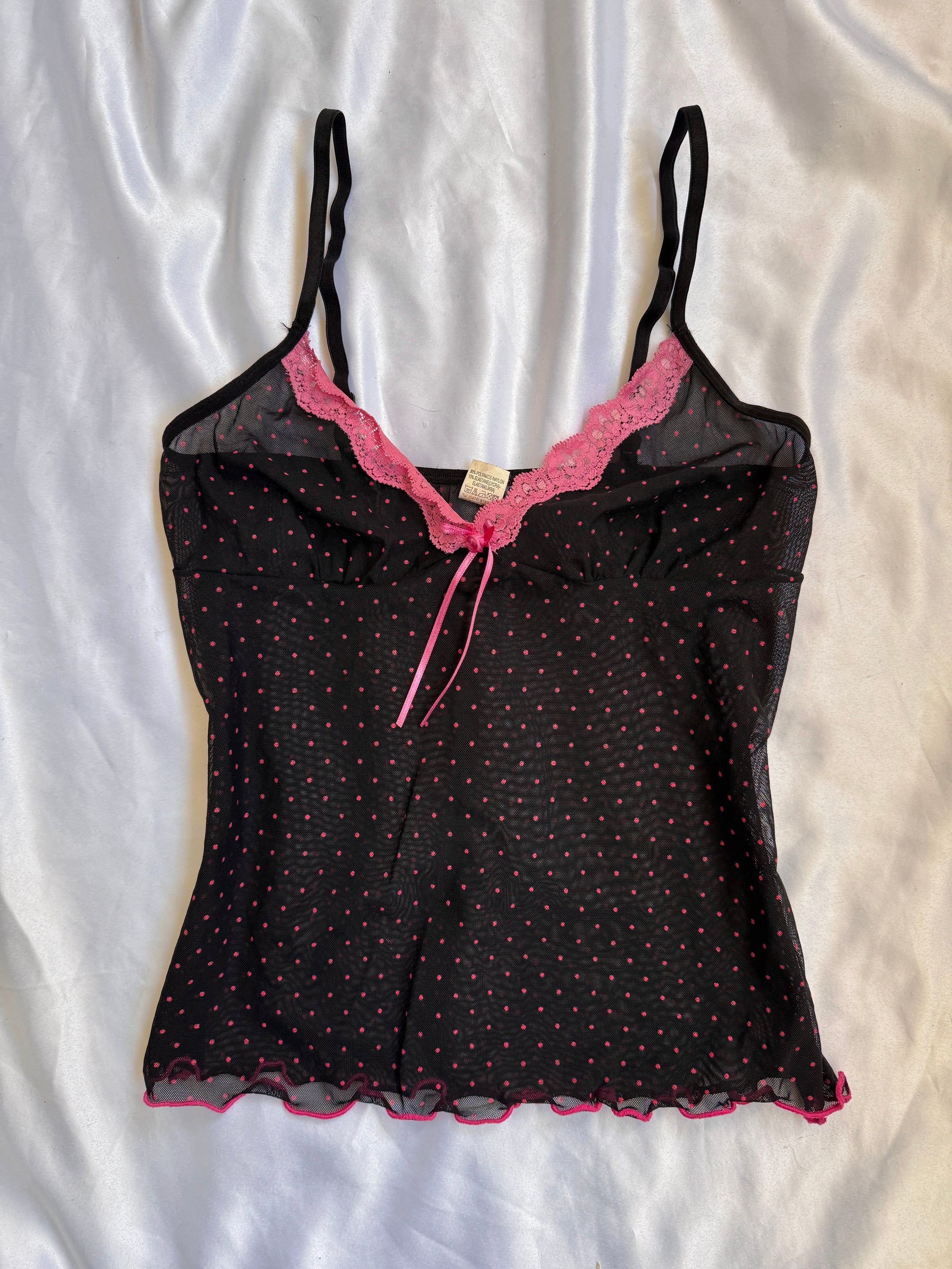 00's Polka dot mesh cami