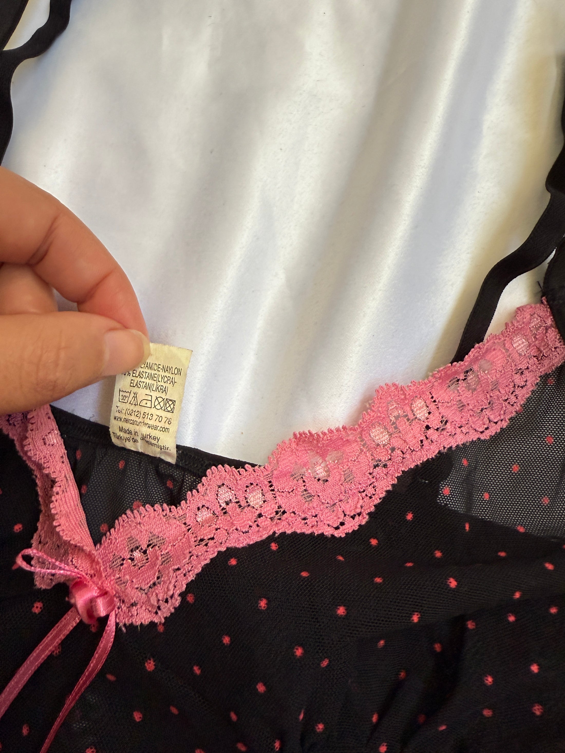00's Polka dot mesh cami
