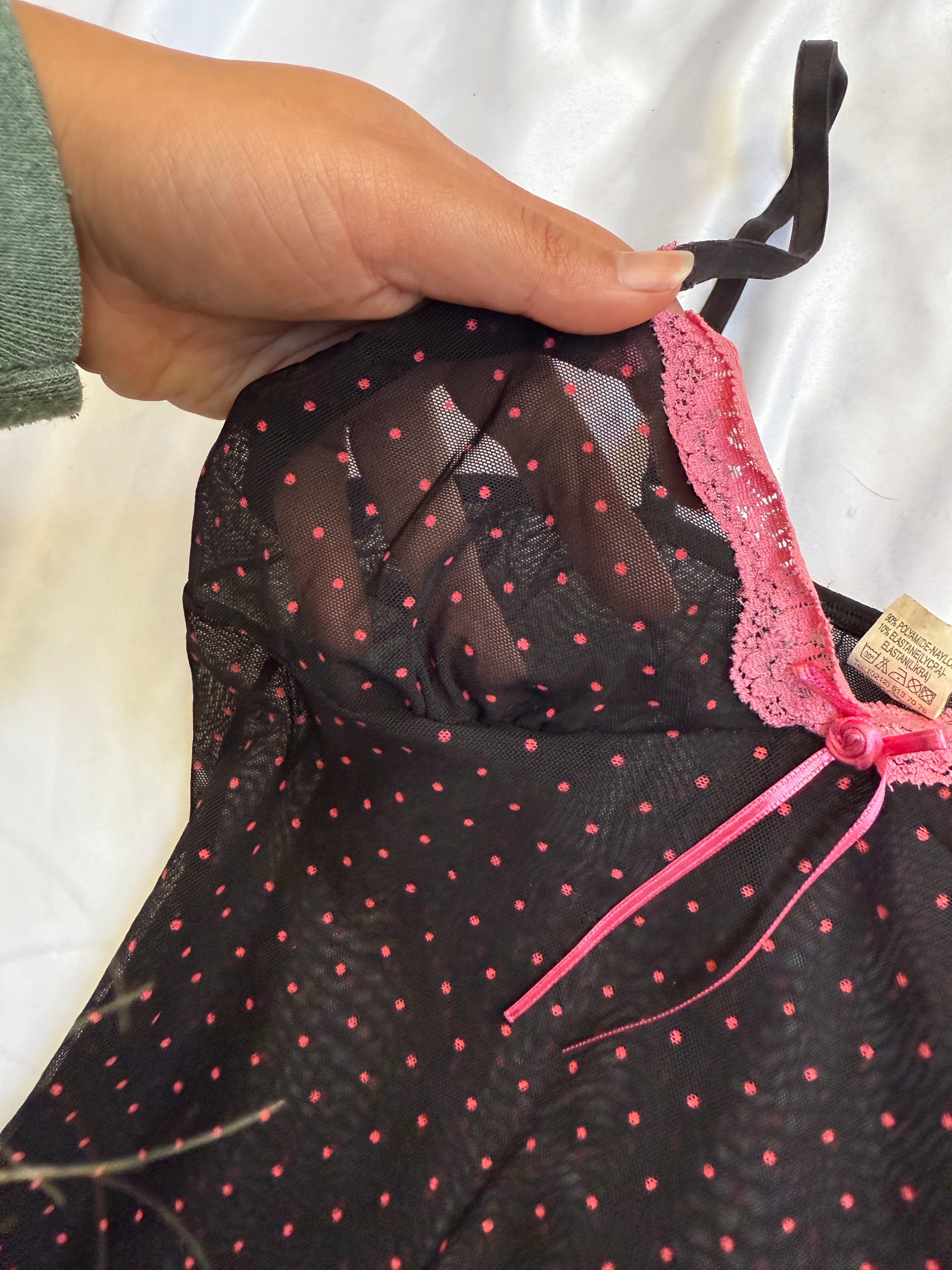 00's Polka dot mesh cami