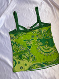 Load image into Gallery viewer, 00's Green paisley pattern cami w lace trim • Size L
