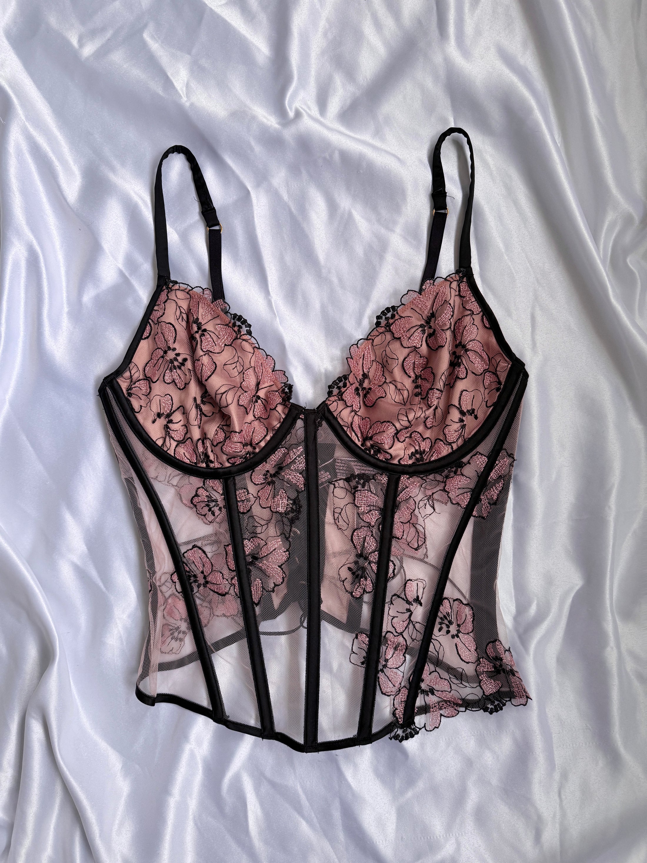 Victoria's Secret mesh lace boned corset • Size 12C