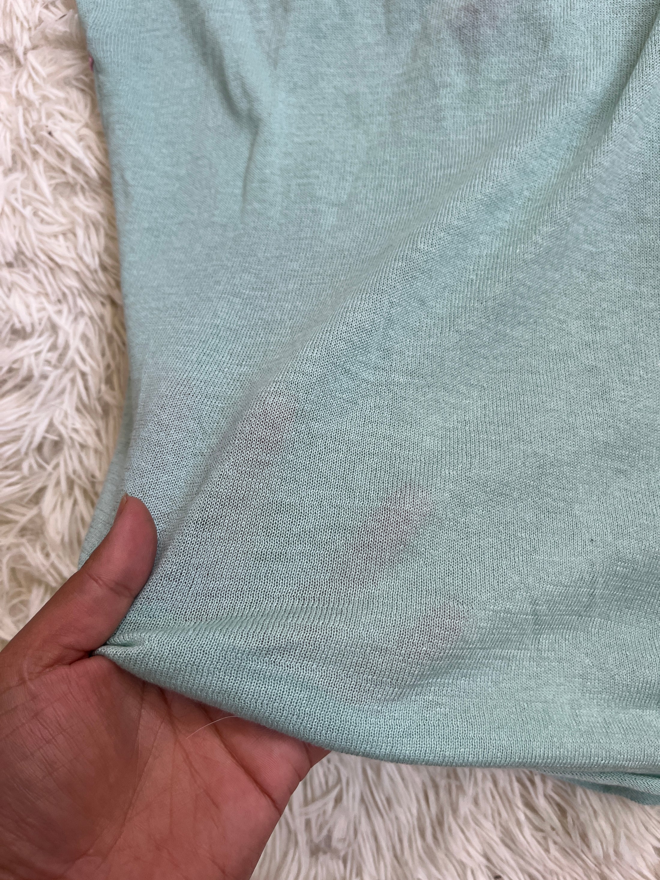 00's MNG pale turquoise knit cami w polka dots
