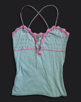 Load image into Gallery viewer, 00's MNG pale turquoise knit cami w polka dots
