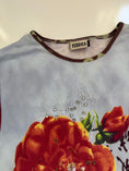 Load image into Gallery viewer, 00's Chinese character print sequin baby tee w mesh sleeves  • Size XL
