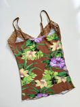 Load image into Gallery viewer, 00's Tropical cami w lace detail • Size S
