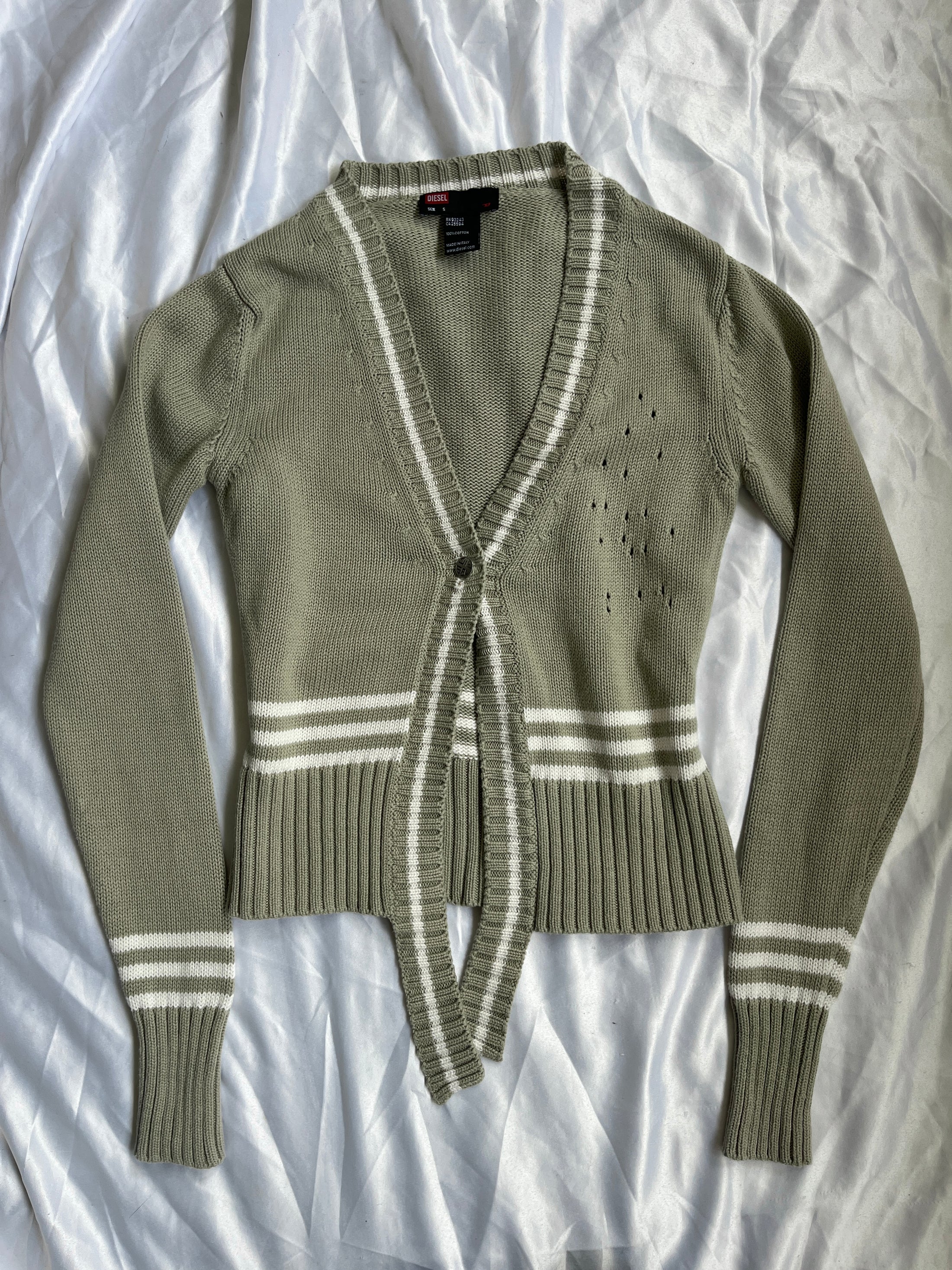 00's Diesel khaki cotton knit cardigan