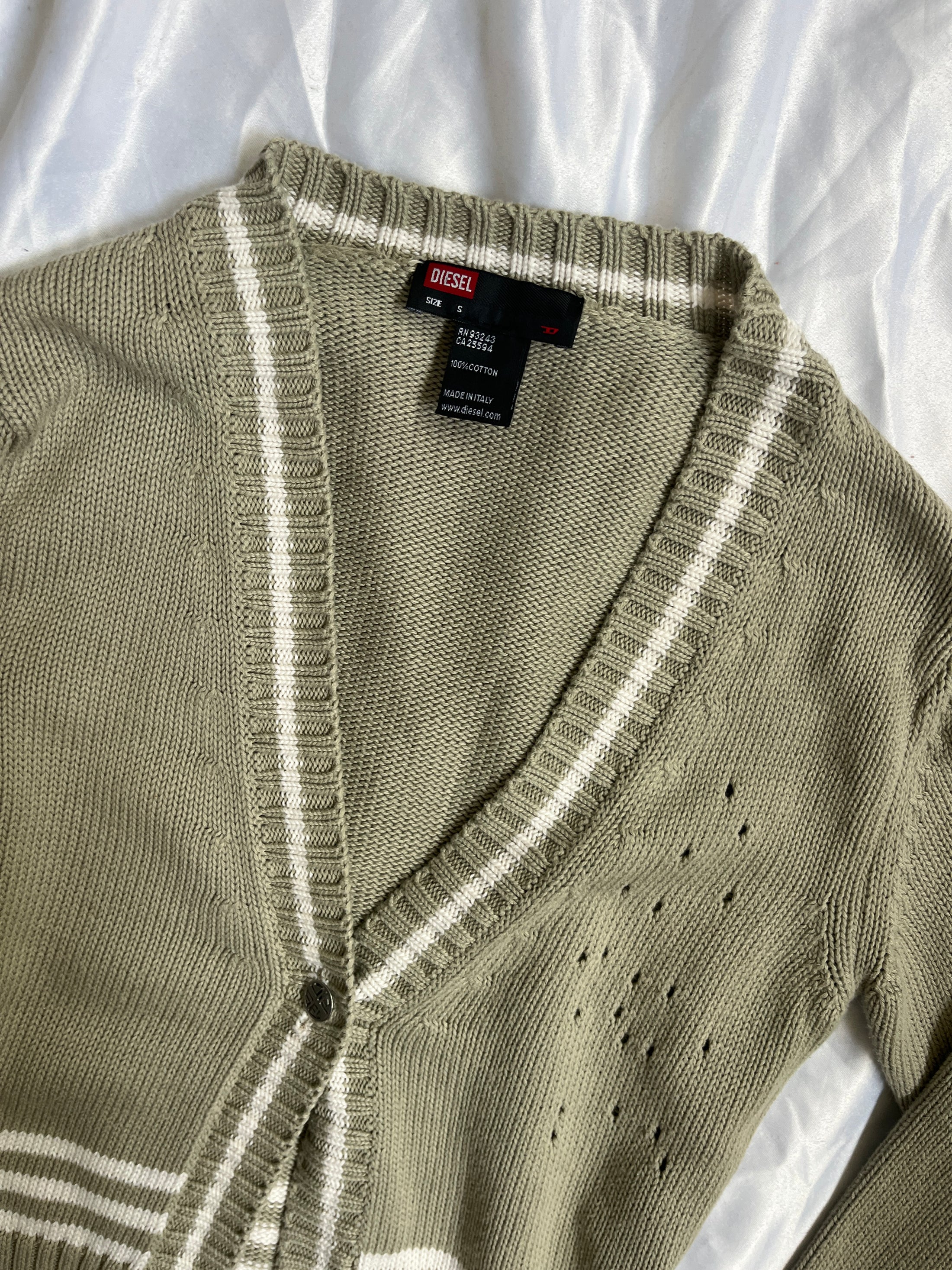 00's Diesel khaki cotton knit cardigan