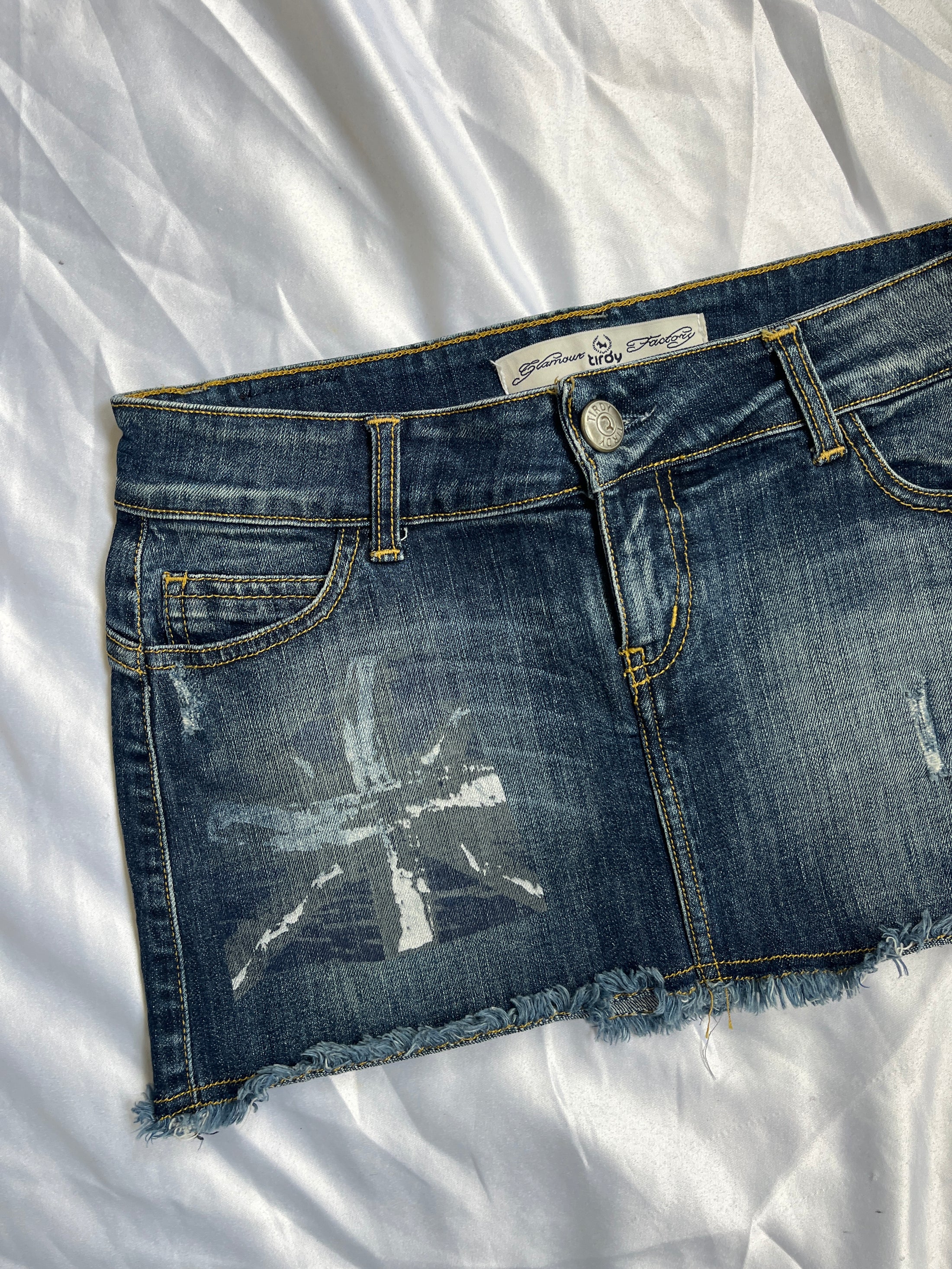 00's Italian denim micro mini w union jack print