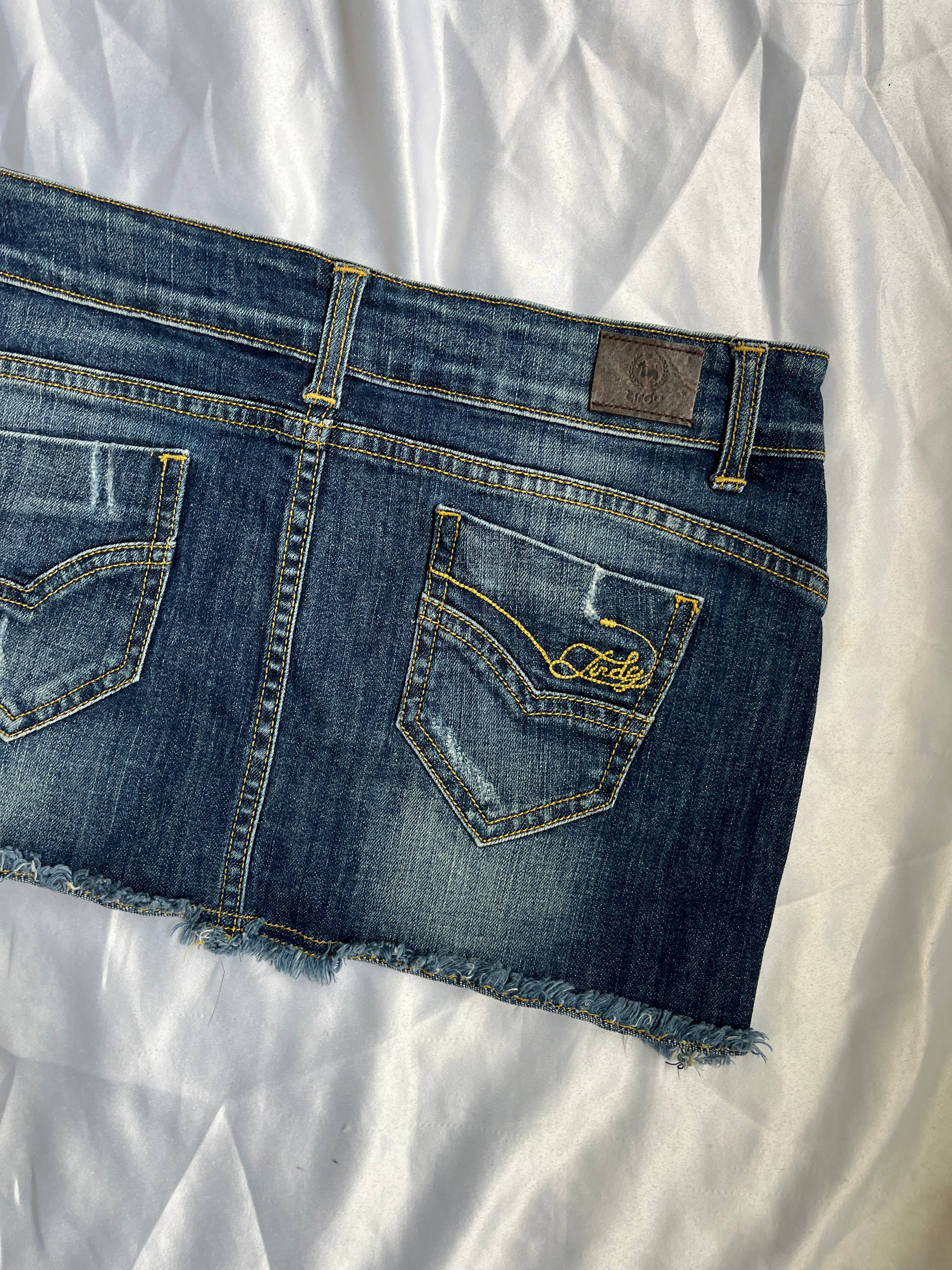 00's Italian denim micro mini w union jack print