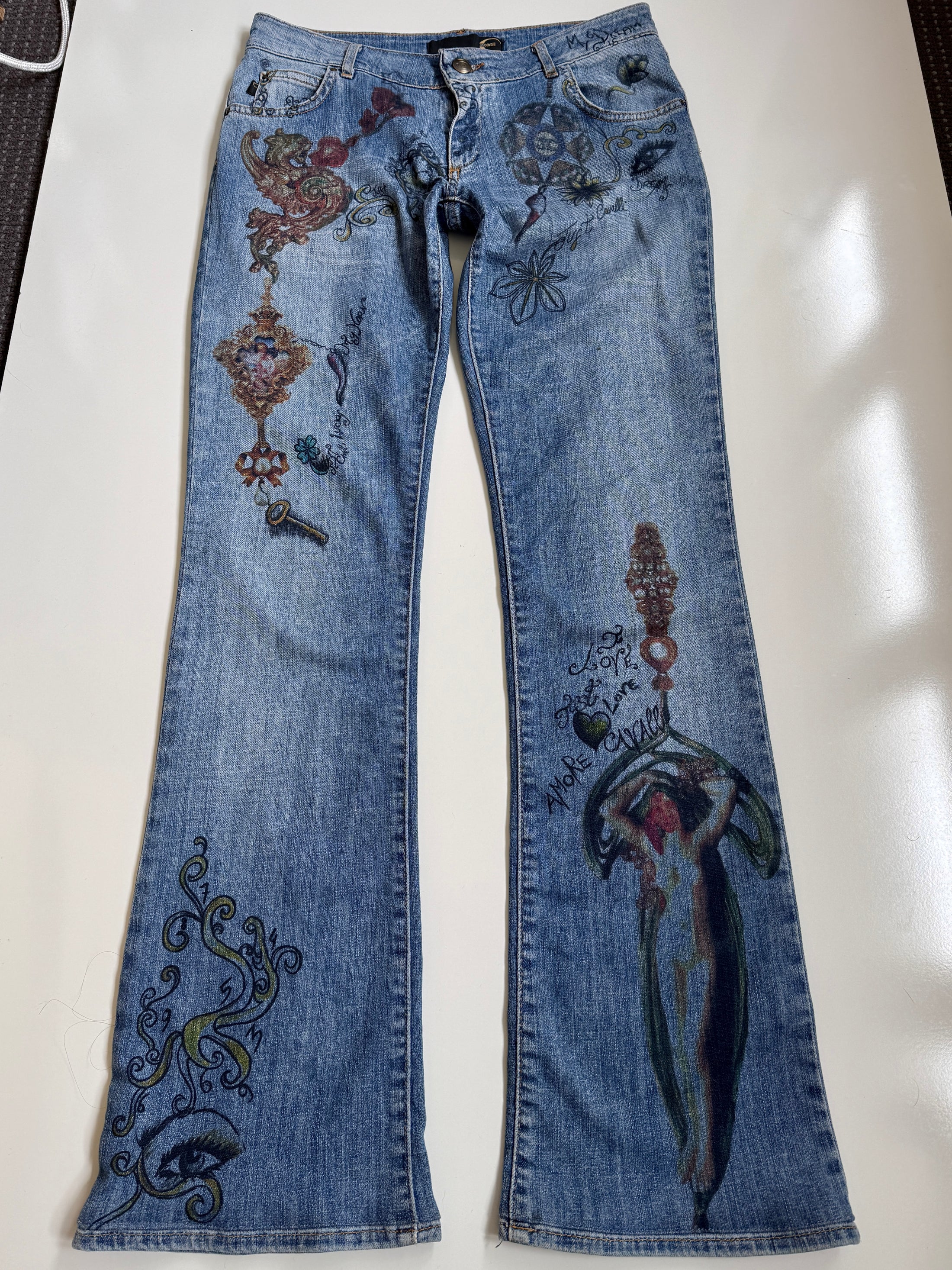 *RARE* 00's Cavalli print low-rise jeans • Size 8