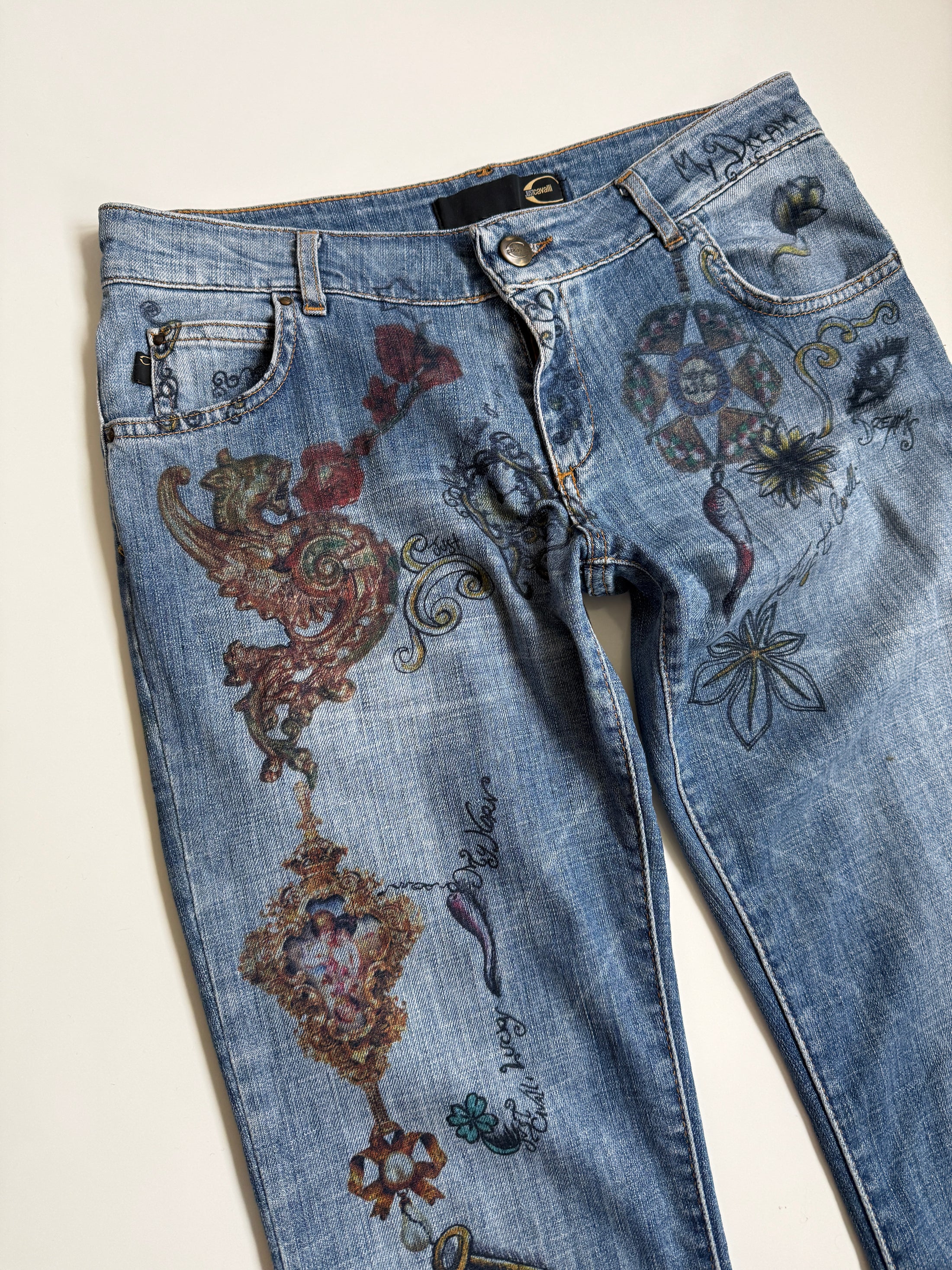 *RARE* 00's Cavalli print low-rise jeans • Size 8