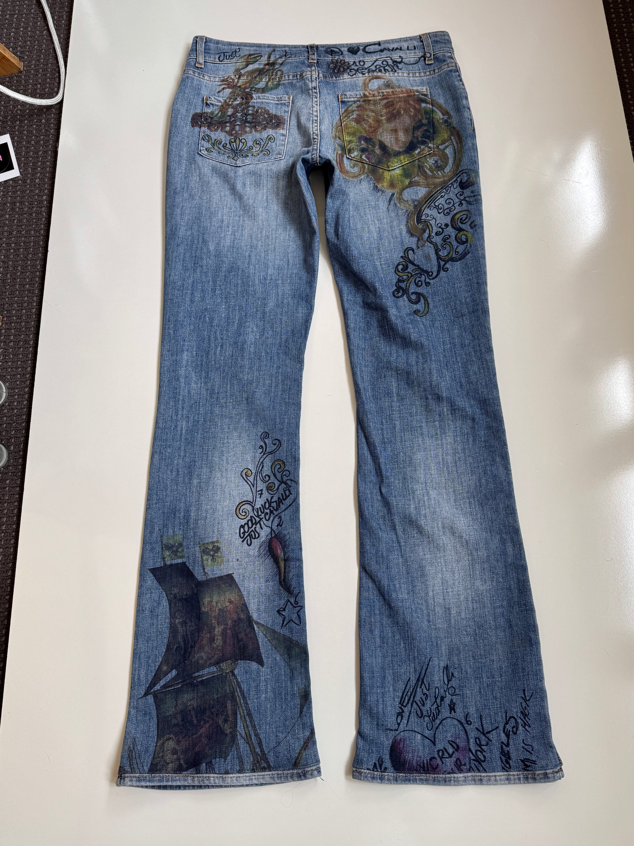 *RARE* 00's Cavalli print low-rise jeans • Size 8