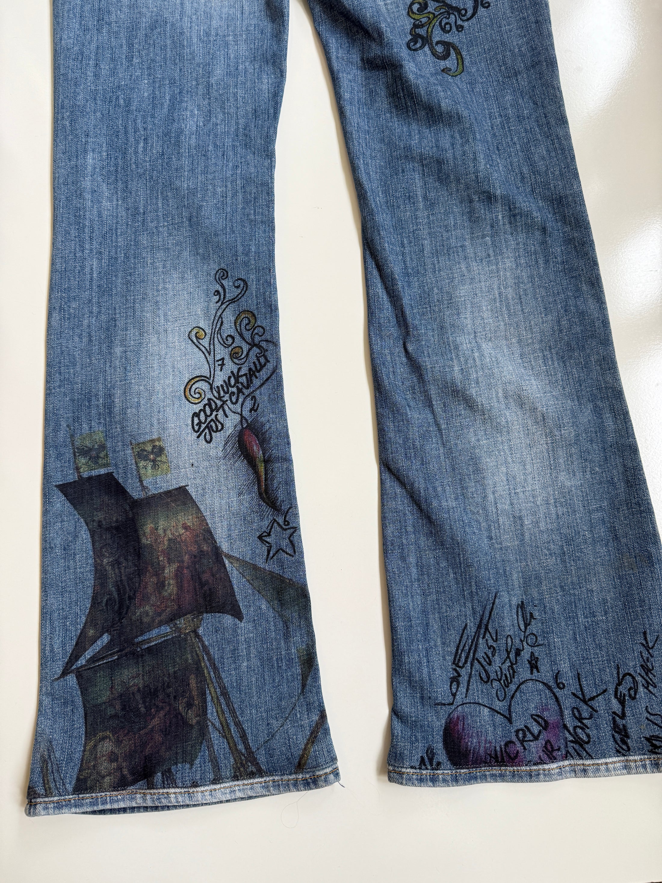 *RARE* 00's Cavalli print low-rise jeans • Size 8