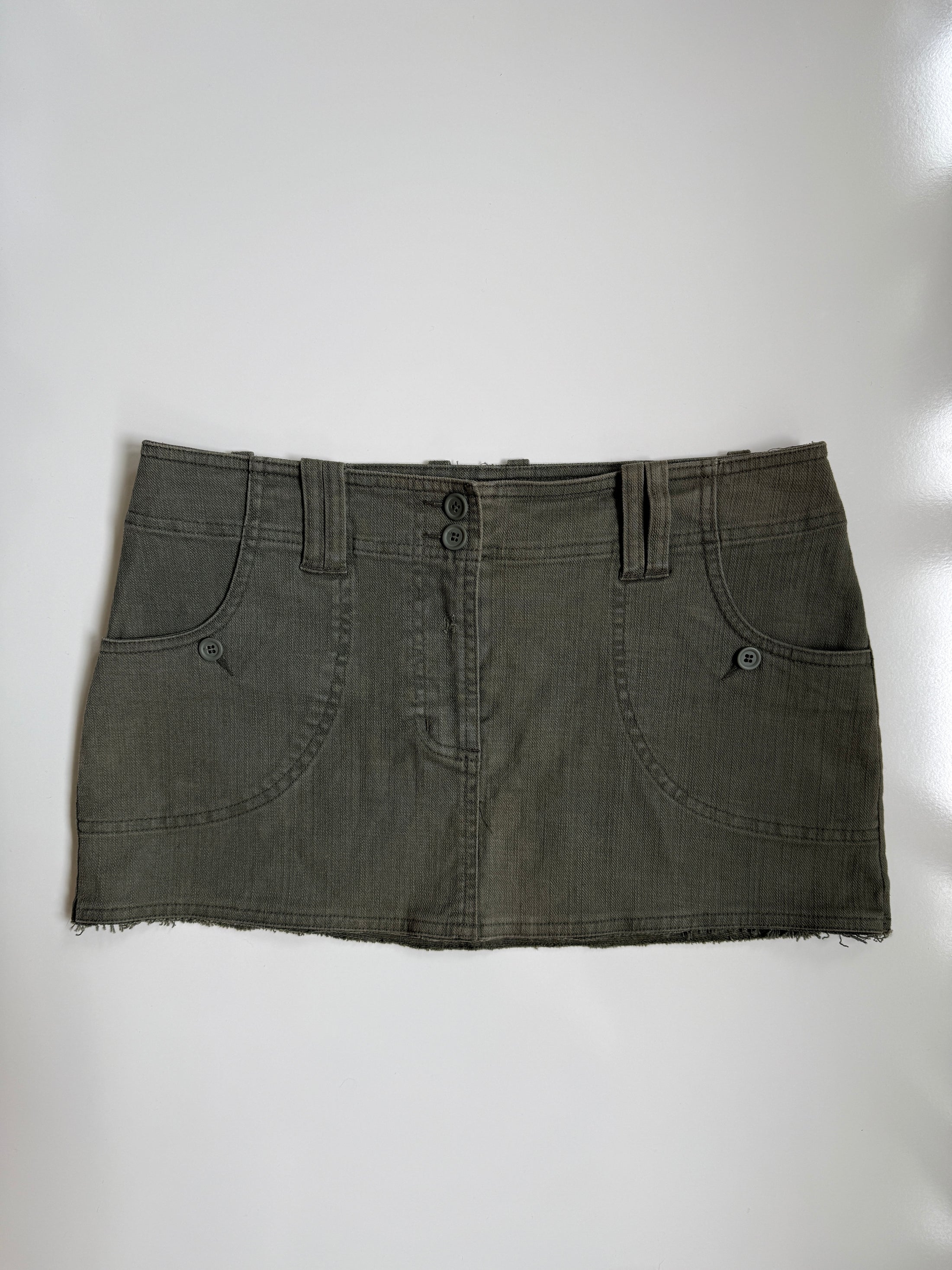 00's Next khaki denim micro mini • Size 8
