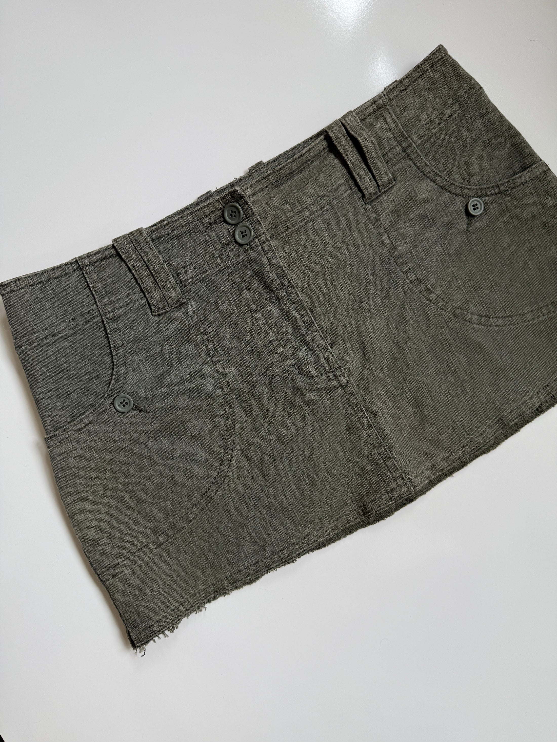 00's Next khaki denim micro mini • Size 8