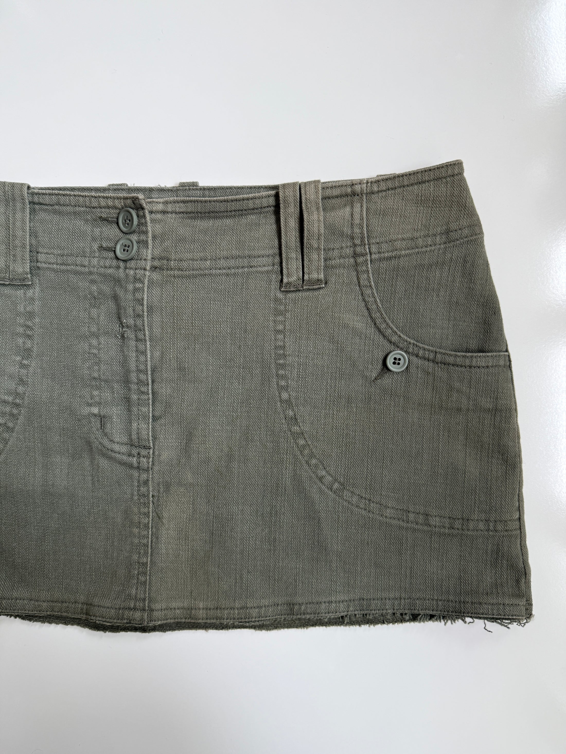 00's Next khaki denim micro mini • Size 8