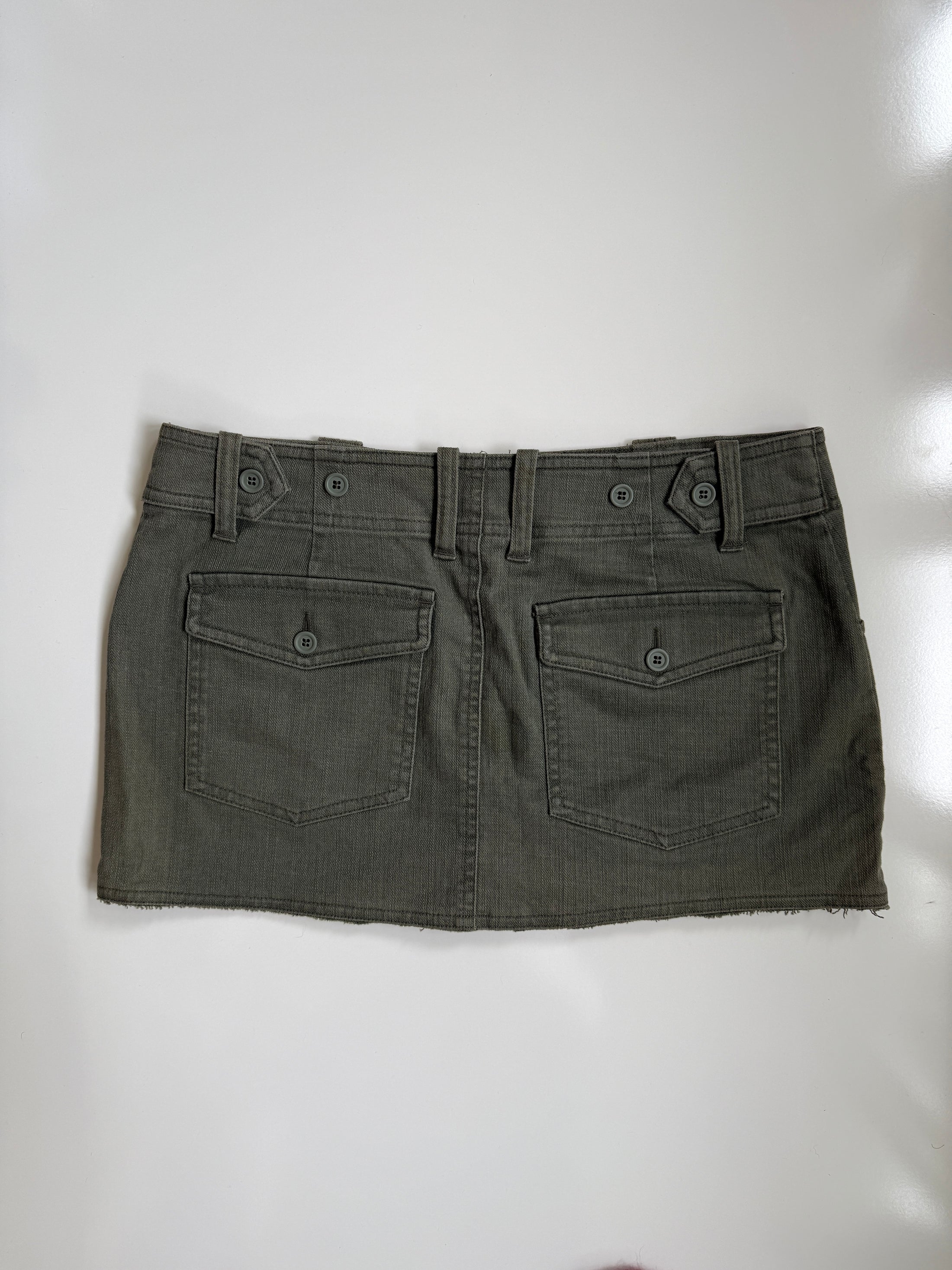 00's Next khaki denim micro mini • Size 8