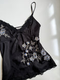 Load image into Gallery viewer, 00's Satin embroidered sequin cami w lace trim • Size 12
