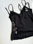 Load image into Gallery viewer, 00's Satin embroidered sequin cami w lace trim • Size 12
