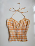 Load image into Gallery viewer, 00's Zara plaid cotton ruched tie halter • Size M
