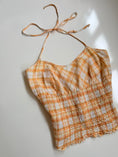 Load image into Gallery viewer, 00's Zara plaid cotton ruched tie halter • Size M
