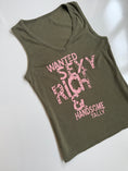 Load image into Gallery viewer, 00's Tally Weijl khaki tank w baby pink studded print • Size S

