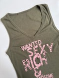 Load image into Gallery viewer, 00's Tally Weijl khaki tank w baby pink studded print • Size S
