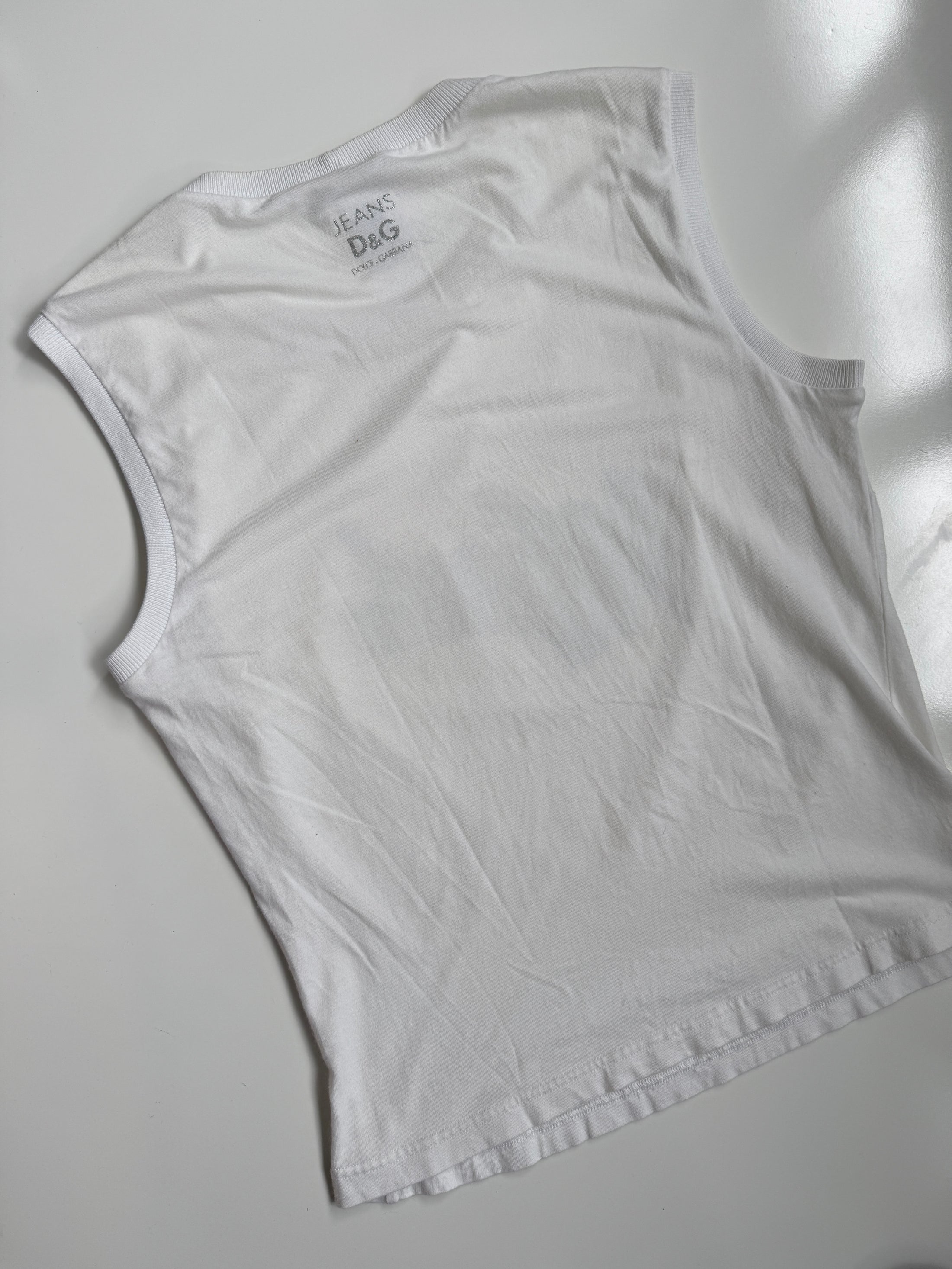 RARE 00's Dolce & Gabbana 'weird' diamante tank • Size L