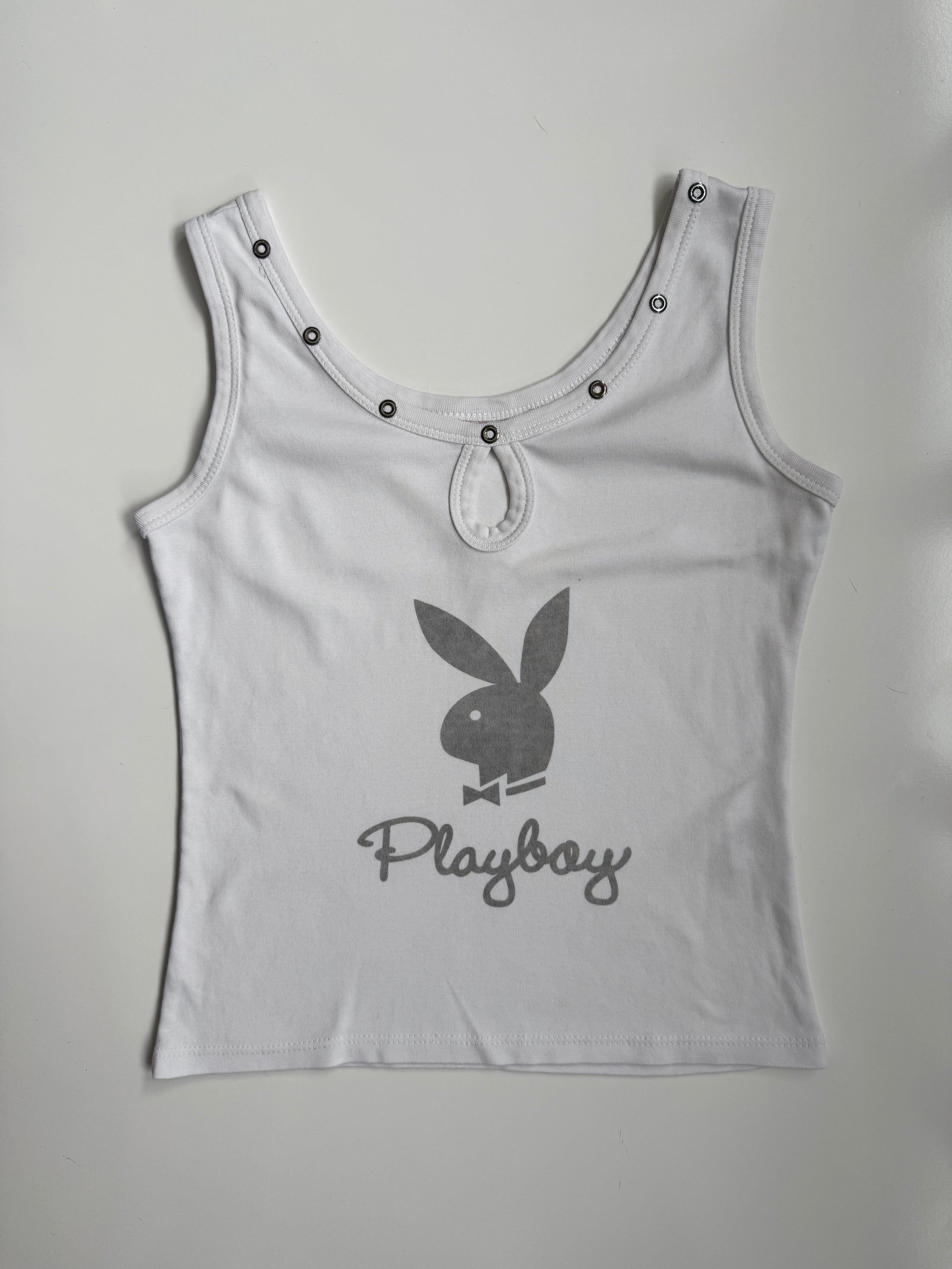 00's Playboy cotton tank w grommet detail • Size S