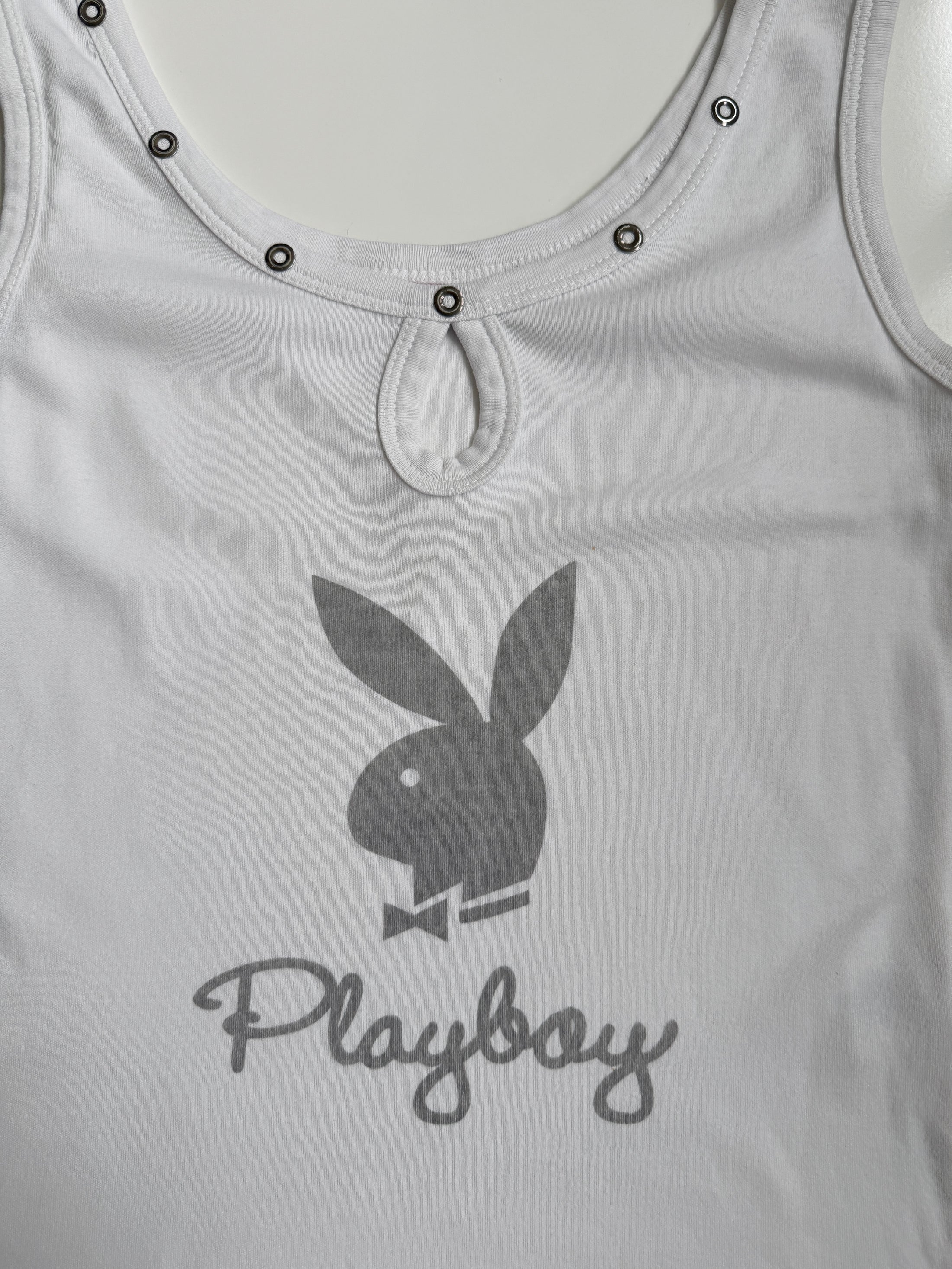 00's Playboy cotton tank w grommet detail • Size S