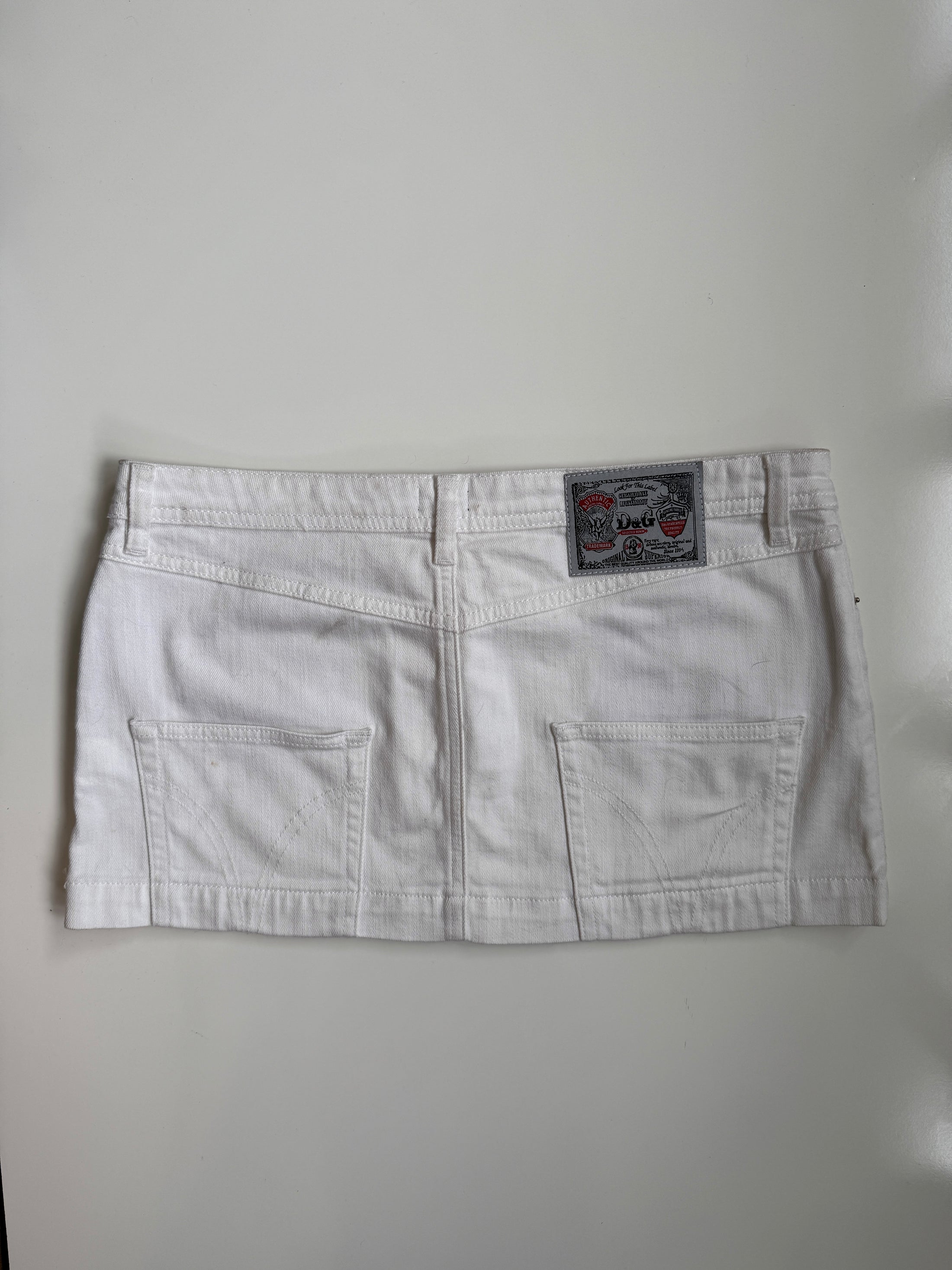 00's Dolce & Gabbana white denim micro mini • Size 10