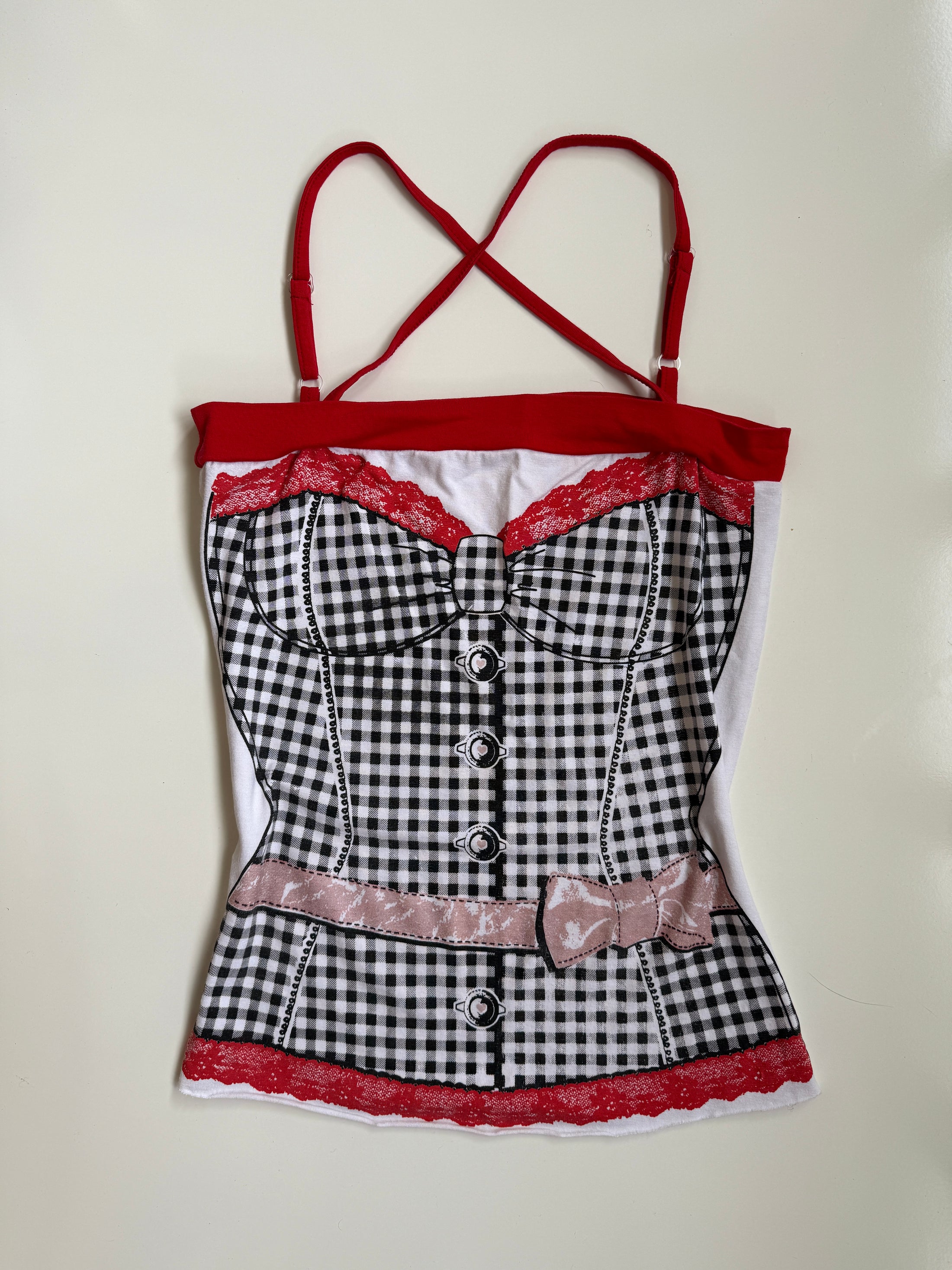 00's Volcano plaid corset print cami • Size S