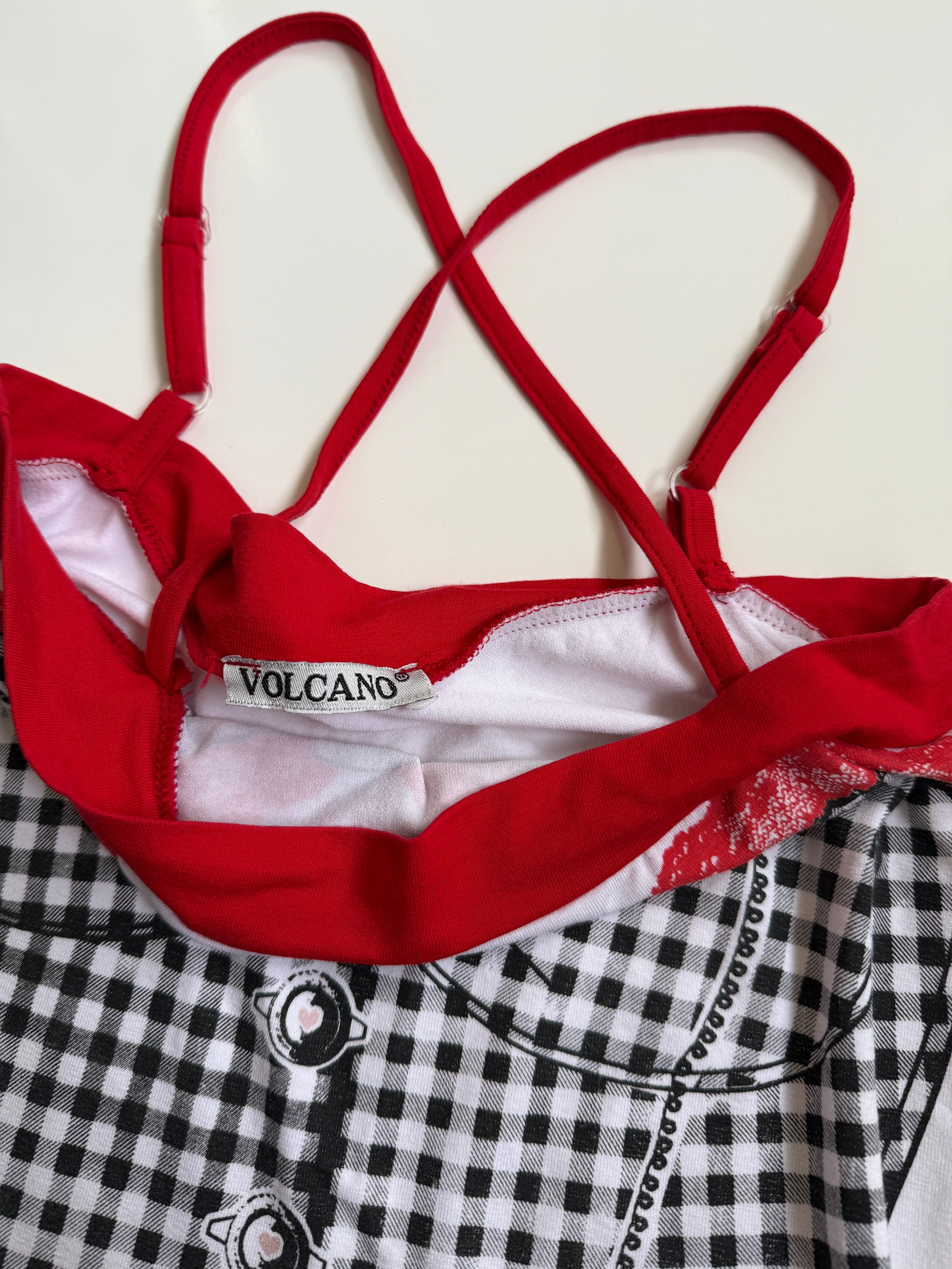 00's Volcano plaid corset print cami • Size S