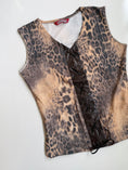 Load image into Gallery viewer, 00's Leopard faux leather lace up tank • Size M
