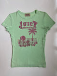Load image into Gallery viewer, 00's Juicy Couture pale green baby tee w glitter print • Size M
