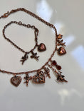 Load image into Gallery viewer, 00's Miss Sixty rose gold cherub charm necklace bracelet set
