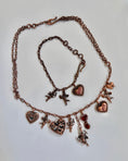 Load image into Gallery viewer, 00's Miss Sixty rose gold cherub charm necklace bracelet set
