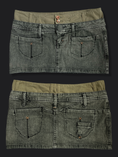 Load image into Gallery viewer, 00's Grey wash denim micro mini w khaki trim
