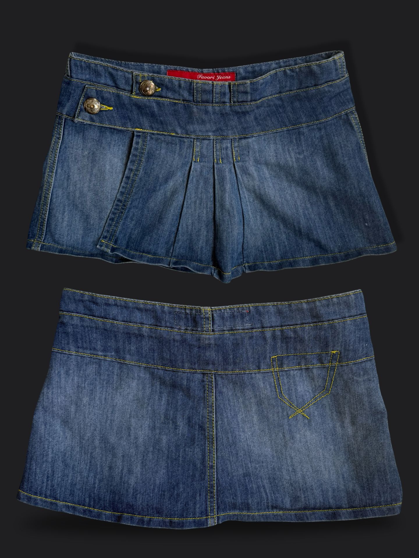00's Favori jeans denim pleat mini • Size 6