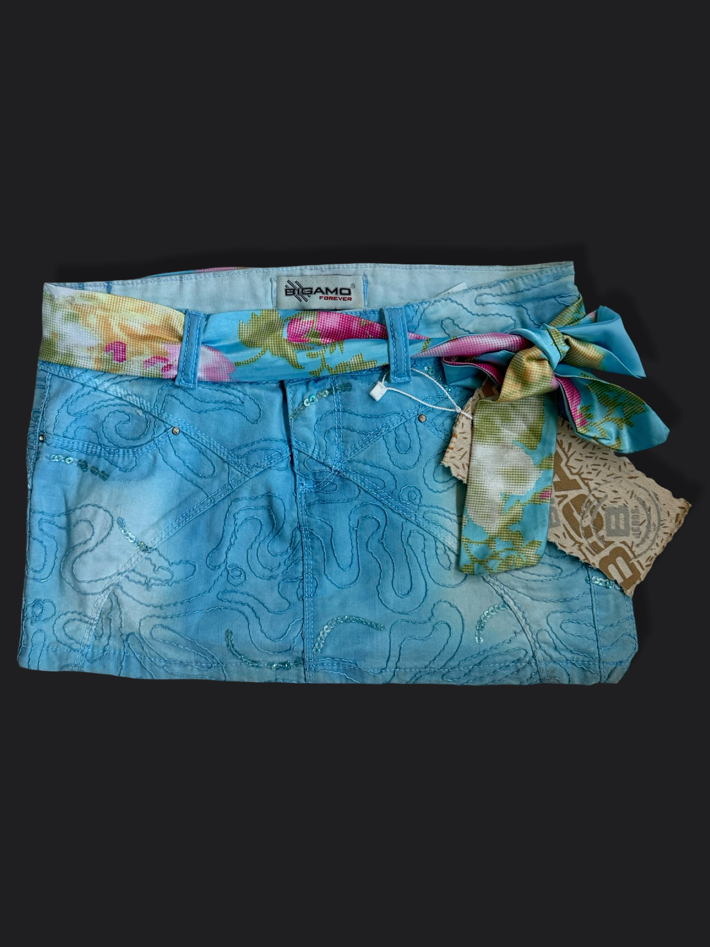 Deadstock 00's Bigamo sequin micro mini *Blue