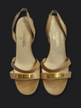 Load image into Gallery viewer, 00's Chanel tan leather strappy heels • Size EU 39
