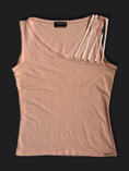 Load image into Gallery viewer, 00's Morgan blush pink mesh one shoulder ribbon top • Size S/M
