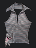 Load image into Gallery viewer, 00's Miss Sixty mesh beaded butterfly glitter stripe halter  • Size M
