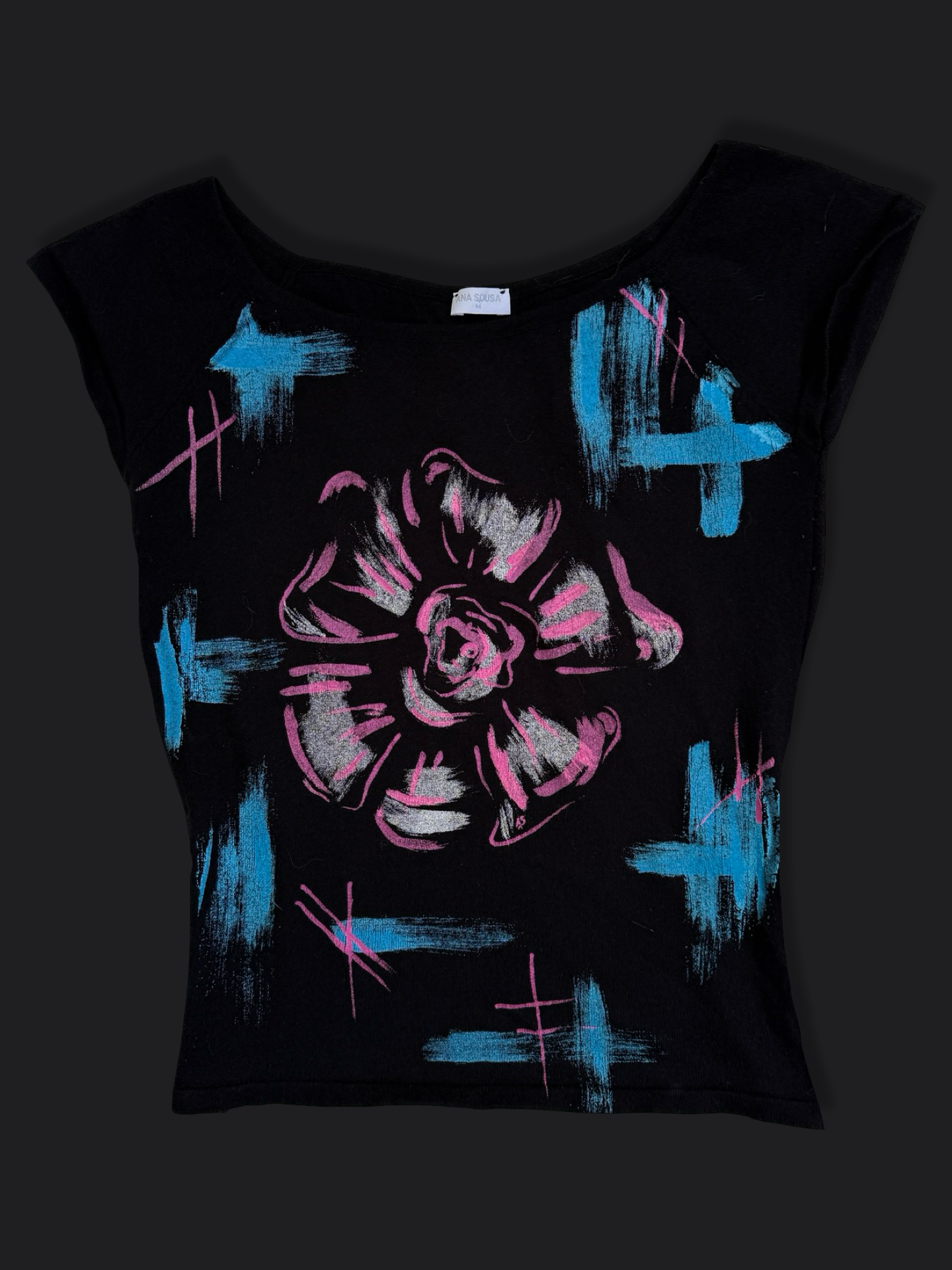 00's Ana Sousa acrylic graphic print baby tee  • Size S/M