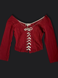 Load image into Gallery viewer, 00's Redstar off shoulder crop lace up corset
